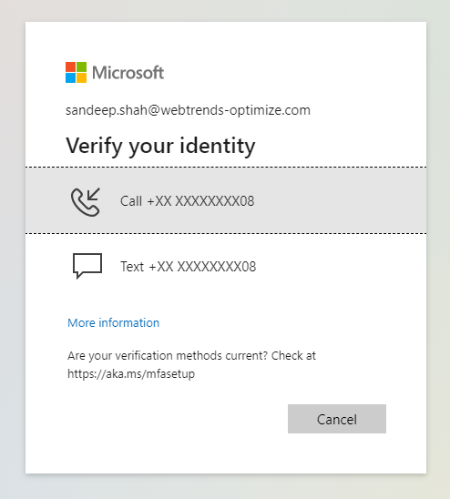 Login with Microsoft screen 3